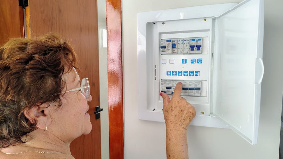 Homeowner pressing reset on a fuse panel when their circuit breaker keeps tripping
