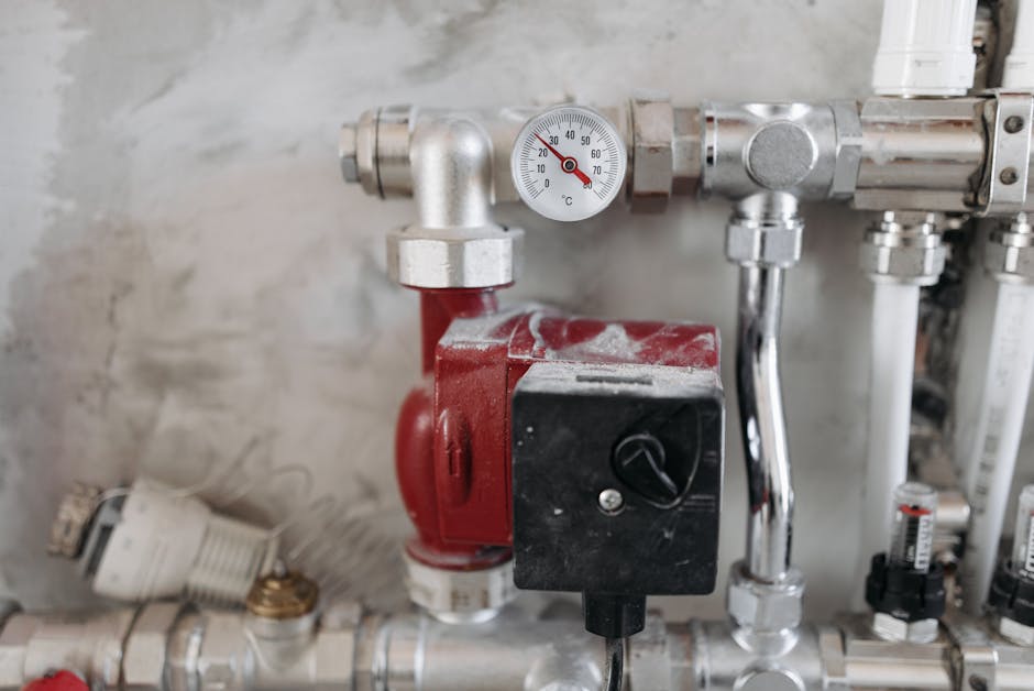 Water heater leaking at the drain valve: close-up of the brass drain valve at the bottom of a residential tank with a garden hose threaded on, the typical fitting where a water heater leaking complaint shows up as a slow drip past a worn washer